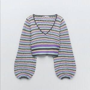 ZARA JERSEY PUNTO CROPPED MULTICOLOR